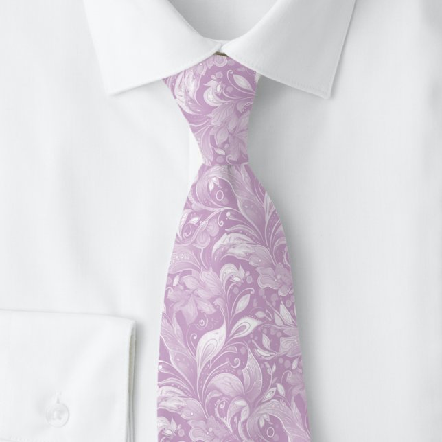 Cravate Batik Botanique Lilas Poussiéreux (Créateur téléchargé)