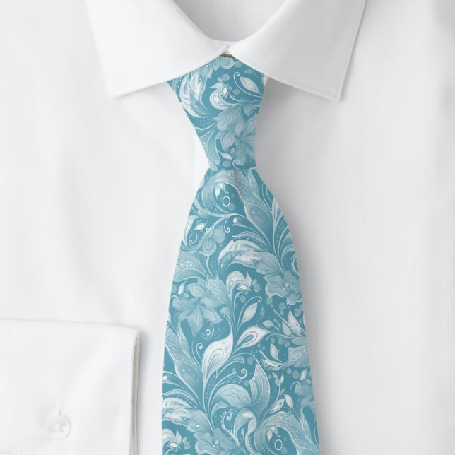 Cravate Batik Botanique Mystic Blue (Créateur téléchargé)