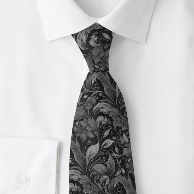 Cravate Batik botanique Onyx (Créateur téléchargé)