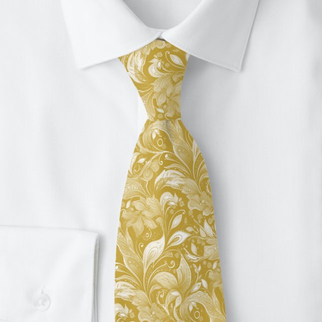 Cravate Batik Botanique Or Moisson (Créateur téléchargé)