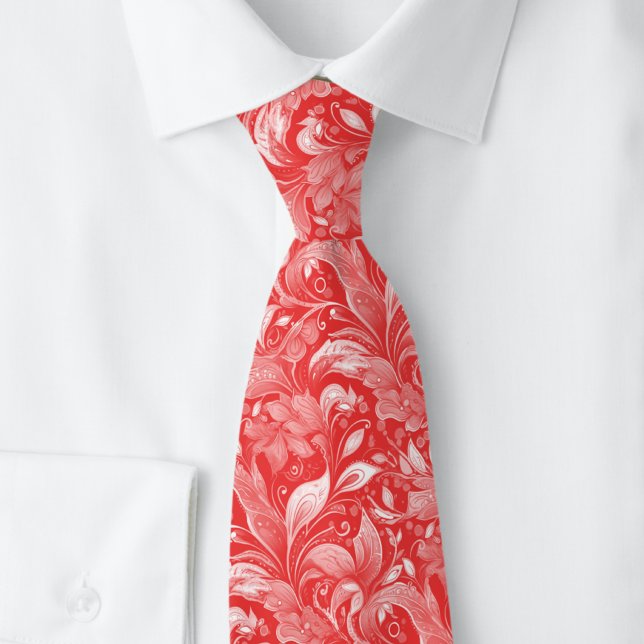 Cravate Batik Botanique Rouge Classique (Créateur téléchargé)