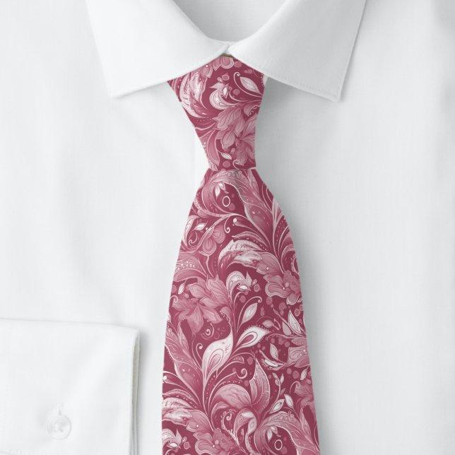 Cravate Batik Botanique Vin Poussiéreux (Créateur téléchargé)
