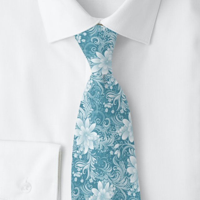 Cravate Batik floral bleu mystique (Créateur téléchargé)