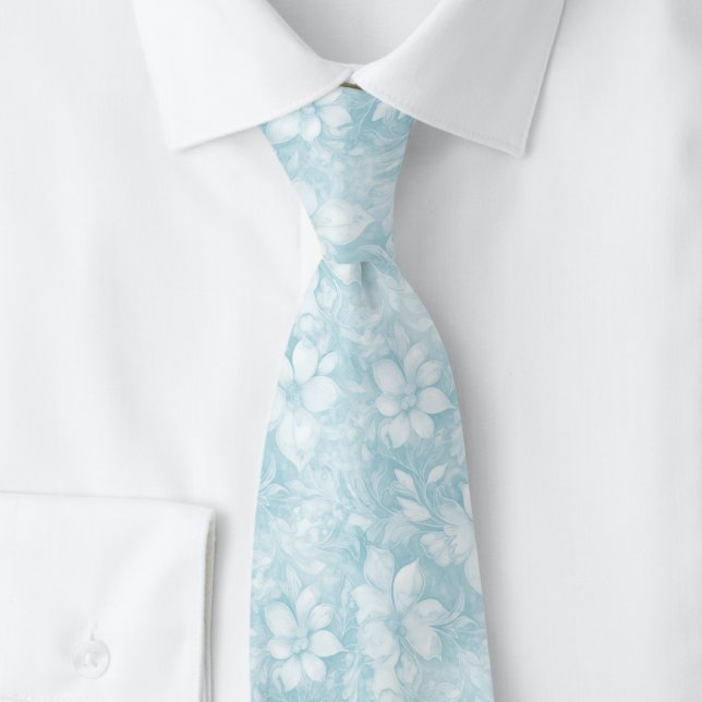 Cravate Batik floral bleu serein (Créateur téléchargé)