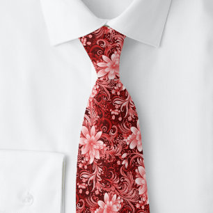 Cravate Batik Floral Bourgogne