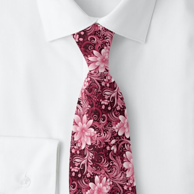 Cravate Batik floral Claret profond (Créateur téléchargé)