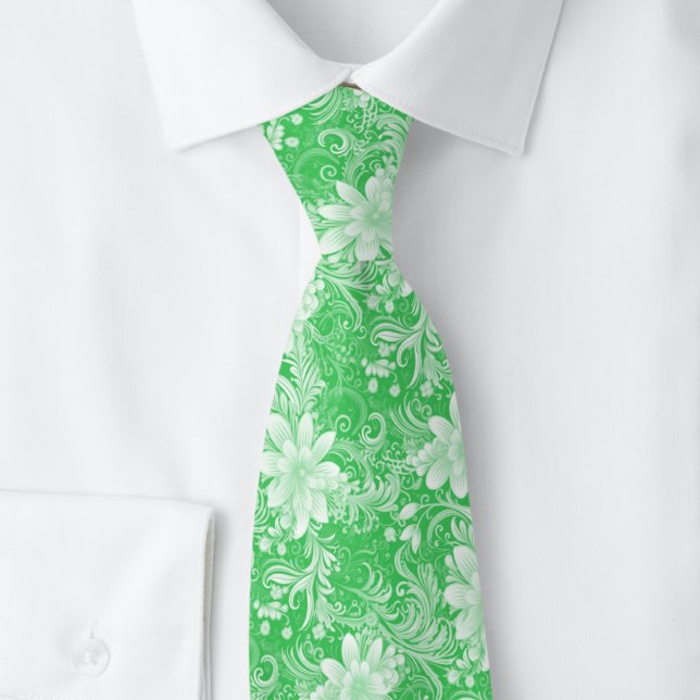 Cravate Batik floral émeraude (Créateur téléchargé)