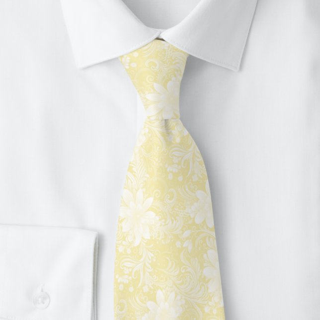 Cravate Batik Floral Jaune Citron (Créateur téléchargé)