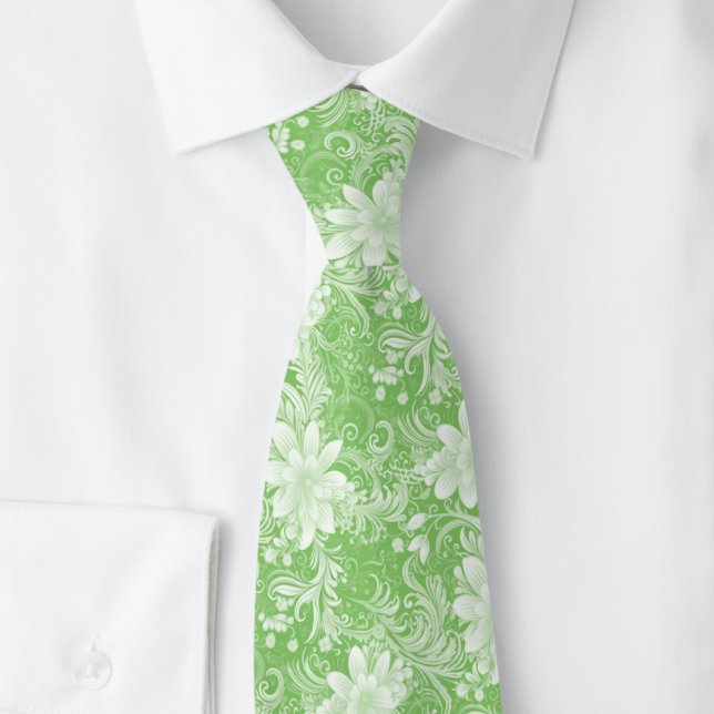 Cravate Batik Floral Menthe (Créateur téléchargé)