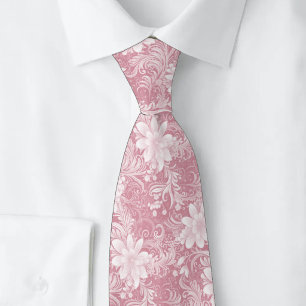 Cravate Batik Floral Rose Poussiéreux