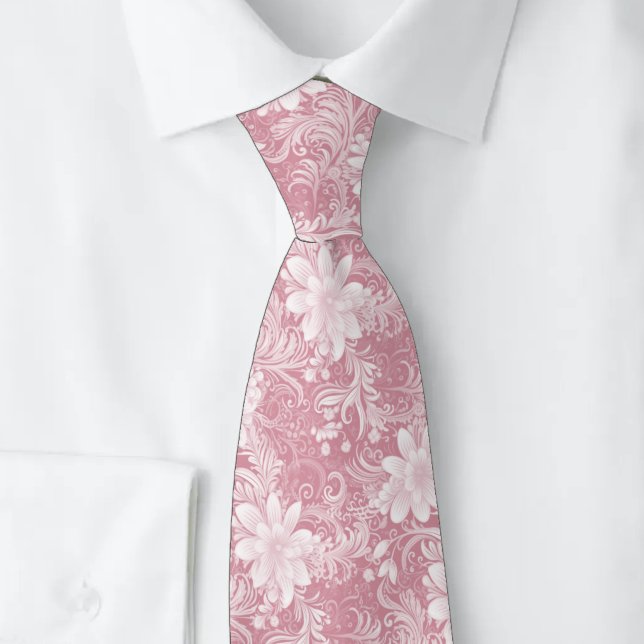 Cravate Batik Floral Rose Poussiéreux (Créateur téléchargé)