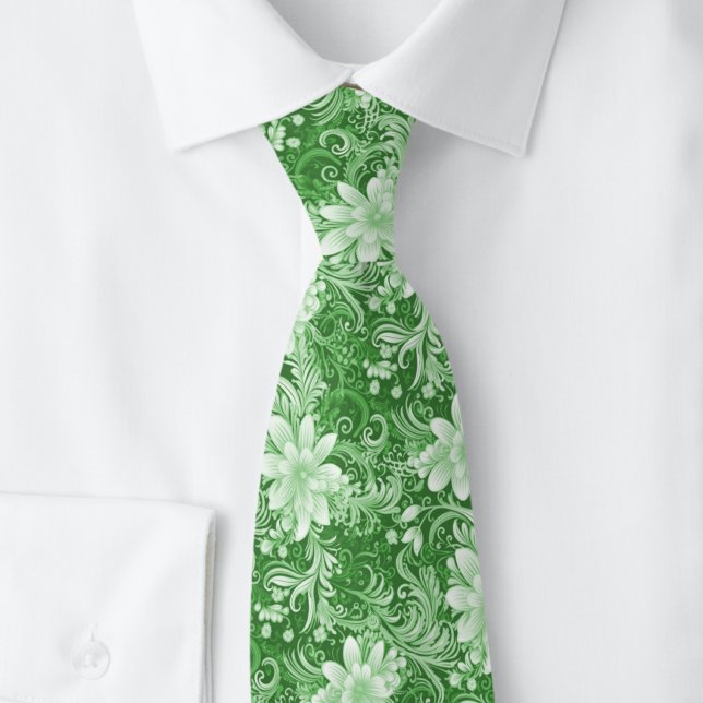 Cravate Batik floral vert forêt (Créateur téléchargé)