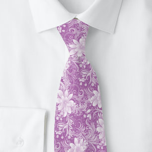 Cravate Batik floral violet poussiéreux