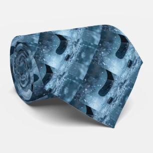 Cravate Bâton Abstrait moderne de hockey sur nuances bleu 
