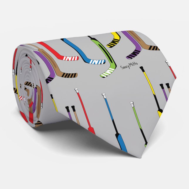 Cravate Bâtons de gardien de but gris multicolores (Roulé)