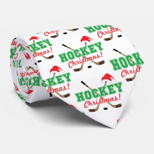Cravate Bâtons de hockey de Noël de hockey Santa Hat
