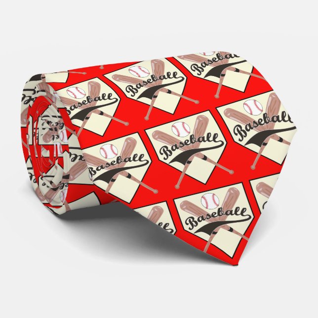 Cravate Bats de baseball Ball and Base Necktie (Roulé)