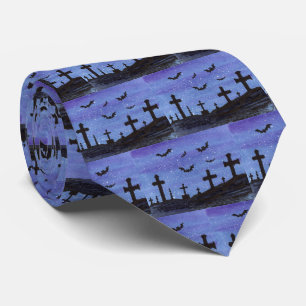 Cravate Bats in the Graveyard Halloween Neck Tie