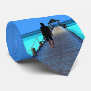 Cravate Beach Bridge Ocean Blue Water Vactie Necktie