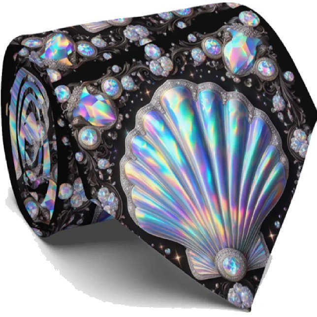 Cravate Beach Lovers Tie | Opal Diamond Seashell Pattern (Créateur téléchargé)
