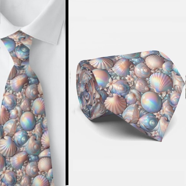 Cravate Beach Lovers Tie | Opal Iridecent Seashells  (Créateur téléchargé)