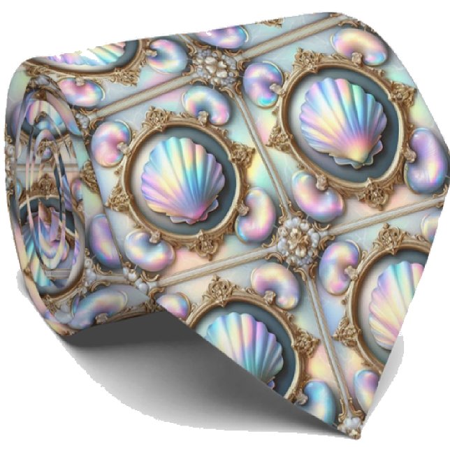 Cravate Beach Lovers Tie | Opal Seashell Pattern  (Créateur téléchargé)