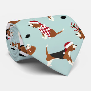 Cravate Beagle de Noël bleu