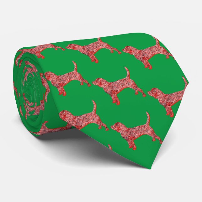 Cravate Beagle Hound Chien Cute Silhouette Vert Cou (Roulé)