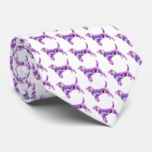 Cravate Beagle Hound Chien Silhouette Purple Blanc Cou