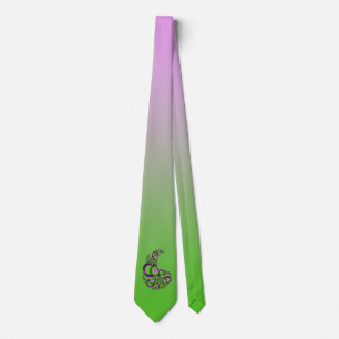 Cravate Beau Coeurs verts roses Moderne Abstrait Fractal