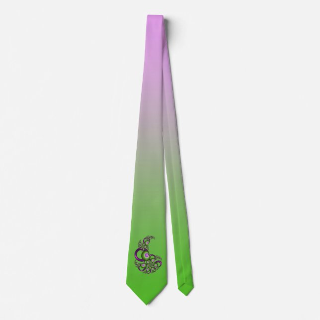 Cravate Beau Coeurs verts roses Moderne Abstrait Fractal (Devant)