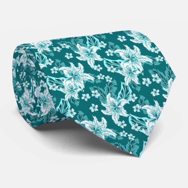 Cravate Beau motif à fleurs élégant (Roulé)