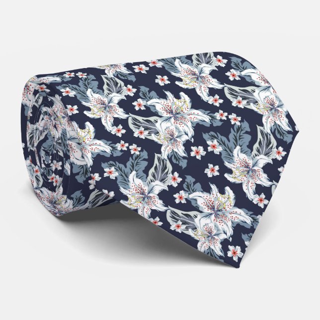 Cravate Beau motif à fleurs élégant (Roulé)