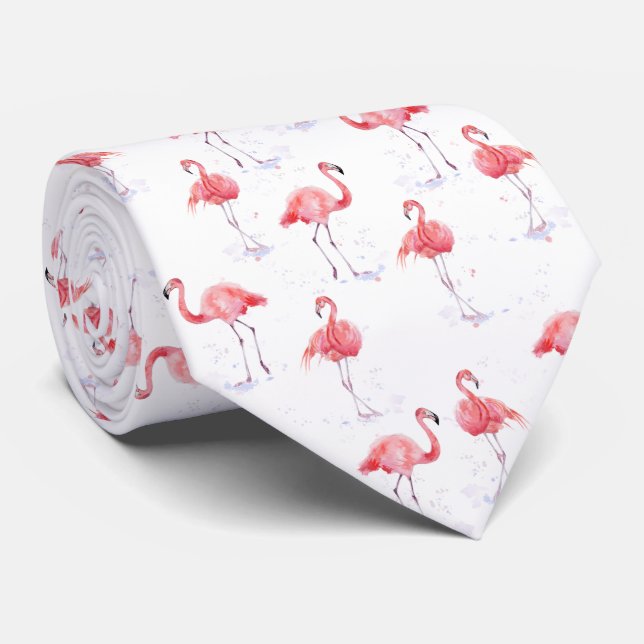 Cravate Beau motif aux flamants roses (Roulé)