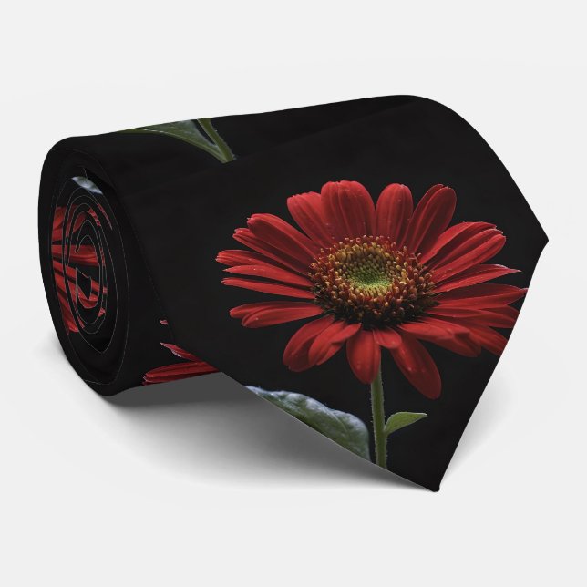 Cravate "Beauté audacieuse : une simple marguerite rouge s (Roulé)