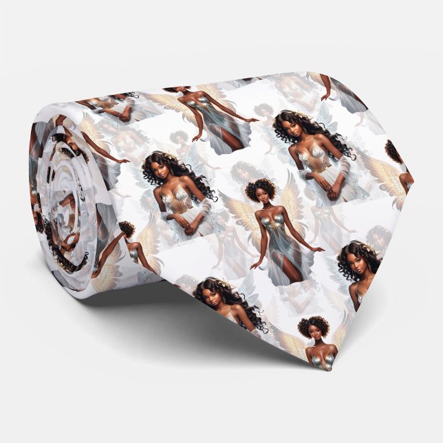 Cravate Beautiful Black Girl Angels Pattern Design  (Créateur téléchargé)