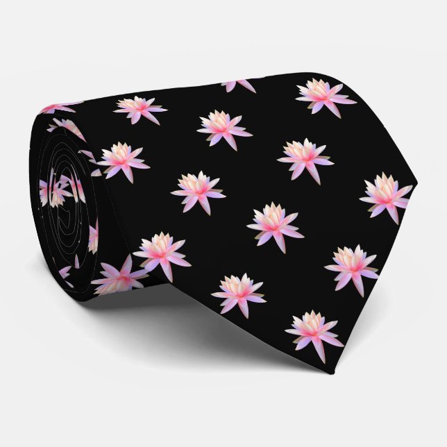 Cravate Beautiful Pink Lily Lotus Flower Trendy Pattern (Roulé)