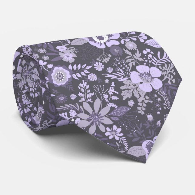 Cravate Beautiful retro style blue pastel floral pattern (Roulé)