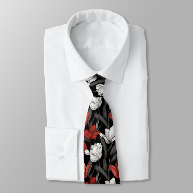 Cravate Beaux Accessoires pour Hommes Fleur de Tulipe (Attaché)