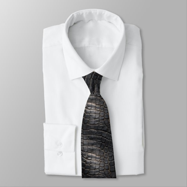 Cravate Beaux Cadeaux Pour Hommes Imprimé Crocodile  (Attaché)
