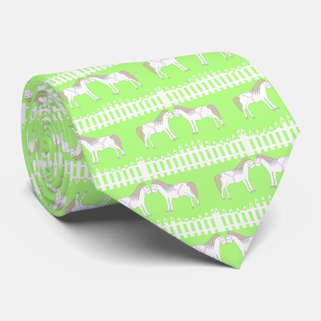 Cravate Beaux Chevaux Blancs Mariage à Motifs (Roulé)