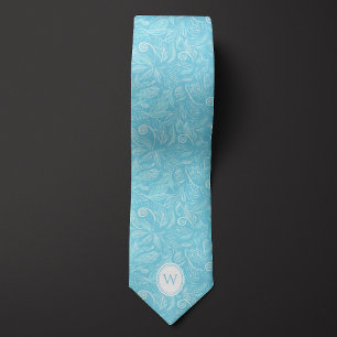 Cravate Bébé bleu Batik Floral Botanique