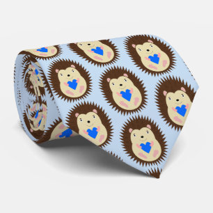 Cravate Bébé Garçon Cœur Hérisson à Motifs Bleu