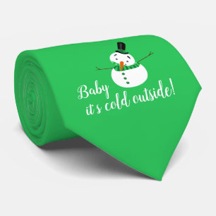 Cravate Bébé Il fait froid dehors, Snowman vert