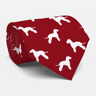 Cravate Bedlington Terrier Chien Silhouettes Motif Rouge
