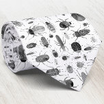 Cravate Beetle noir et blanc<br><div class="desc">Aquarelle bugs et coléoptères motif en noir et blanc monotone. Parfait pour les entomologistes et les amoureux de la nature, et aussi pour Halloween ! Art original de Nic Squirrell.</div>