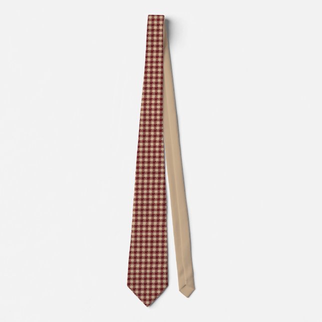 Cravate Beige and burgundy houndstooth (Devant)