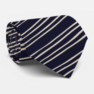 Cravate Beige/Bleu Foncé Motif Rayure Élégant