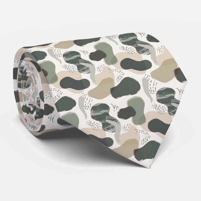 Cravate Beige & Sage Vert Simple Boho (Roulé)