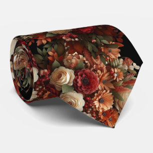 Cravate Belle Automne Thème Floral Grooms Mariage